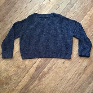 Lumiere Navy Blue Cropped Knit 3/4 Sleeve Sweater - S